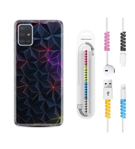 Samsung a71 A72 A73 A7 A9 2018 C7 C9 Kılıf Kablo Koruma Spiral Silikon Renkli Prizmalar 1783