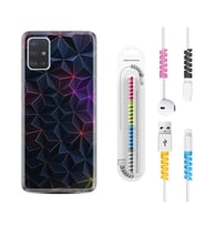 Samsung a71 A72 A73 A7 A9 2018 C7 C9 Kılıf Kablo Koruma Spiral Silikon Renkli Prizmalar 1783