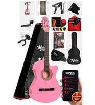 Midex CG-390PK-XBAG Pembe Renk Klasik Gitar 4/4 Sap Ayarlı Kesik Kasa (Çanta Tuner Askı Capo Metod Pena)