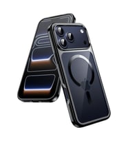 Apple iPhone 17 PRO Kılıf Kamera Çevresi Korumalı Renkli Magsafe Şarj Uyumlu Şeffaf Silikon (Siyah)