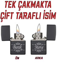 Kişiye Özel Çift Taraflı Lazer İsim Baskılı Benzinli Metal Çakmak (Siyah)