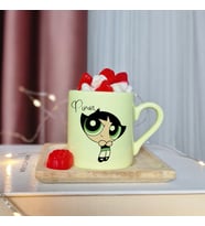 Power Puff Girls Buttercup Tasarımlı Kişiye Özel Sarı Türk Kahvesi Fincanı