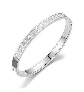 Chavin 6 mm Gri Çelik Taşlı  Bayan Kelepçe Bileklik eu18by