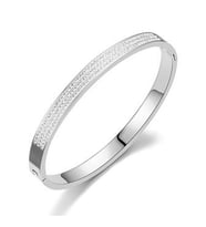 Chavin 6 mm Gri Çelik Taşlı  Bayan Kelepçe Bileklik eu18by