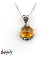 Orjinal Sarı Topaz Taşlı 925 Ayar Gümüş Bayan Kolye