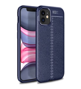Apple iPhone 12 Mini 5.4'' Deri Görünümlü Silikon Lacivert