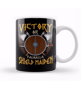 Victory Or Valhalla Shield Maiden Female Warrior Kupa Bardak Porselen