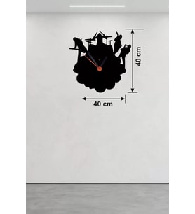 Rock Band Müzik Temalı Ahşap Duvar Saati - 40X40 Cm Kesim