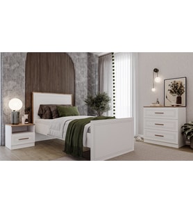Mia Genç Odası (4 Kapılı Dolap+Karyola 100x200+Komodin+Çalışma Masası ve Üst Ünite+Kitaplık+Şifonyer )