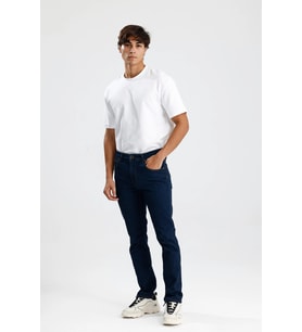 #ErkekJean Clint50 Straight Fit Koyu Indigo Denim Rahat Konforlu Erkek Jean Pantolon