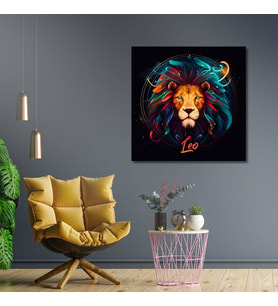 Tekli Kare Kanvas Astroloji ve Burç Tablosu Aslan Burcu