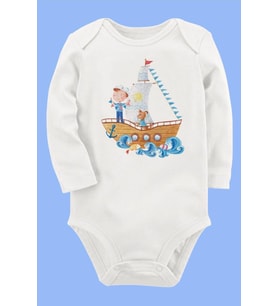 Organik Baskılı Pamuklu Unisex Bebek Body UZUNE242
