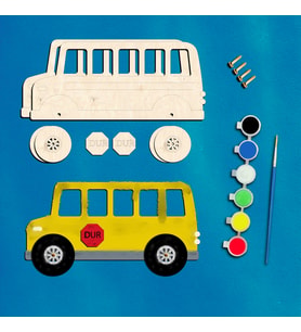 Montessori Ahşap Okul Otobüsü Oyuncak Boyama Kiti – Çocuk Gelişimi ve Eğlenceli Etkinlik