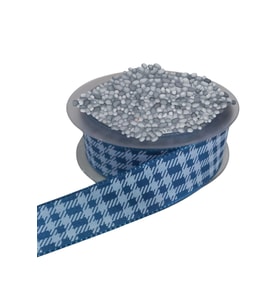 Tafta Ekoseli Kurdele 25 Mm İndigo 5 Metre