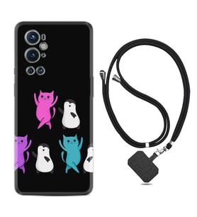 Tecno Spark 9 Pro Kılıf Resimli Boyun Askılı İpli Desenli Silikon Series Cat Dance 1824