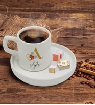 BK Gift Kişiye Özel Sunum Tabaklı Harfli İsimli Türk Kahvesi Fincanı Model 1