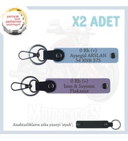 Motorcu Dostlara İsim Plaka ve 0 Rh (+) Kan Grubu Güvenli Sürüş x2 Anahtarlık Set, Mor-K Kahve-Syh (Çok Renkli)