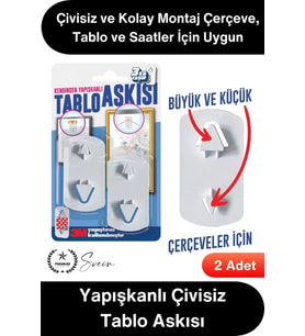 #TabloBandı Yapışkanlı Çivisiz Tablo Askısı 3M Güçlü Duvar Askı Aparatı Çerçeve Resim Saat Dekorasyo