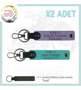 Motosiklet Severlere Özel, İsim Plaka, B Rh (-) Kan Grubu, Acil Durum Anahtarlığı, Mor-K Turkuaz-Ysl (Çok Renkli)