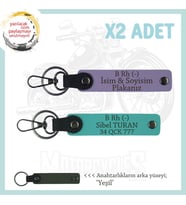 Motosiklet Severlere Özel, İsim Plaka, B Rh (-) Kan Grubu, Acil Durum Anahtarlığı, Mor-K Turkuaz-Ysl (Çok Renkli)