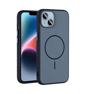 Coverzone iPhone 14 ?le Uyumlu Kamera Lens Korumal? K?l?f Magsafe Uyumlu Kablosuz ?arj �zellikli Tea Silikon Telefon K?l?f? Lacivert