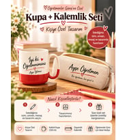 Öğretmenler Günü Hediyesi Kişiye Özel Kupa ve Kalemlik Seti – İsimli Öğretmen Hediye Seti