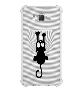 Samsung Galaxy J7  Köşe Korumalı Antişok Kapak  Çizgi Kedi Tasarımlı Şeffaf  Kılıf