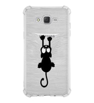 Samsung Galaxy J7  Köşe Korumalı Antişok Kapak  Çizgi Kedi Tasarımlı Şeffaf  Kılıf