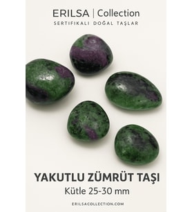 Sertifikalı Ruby Zoisite Yakutlu Zümrüt Taşı Kütle 25–30 mm Sevgi Denge Canlılık Enerjisi Taşı (Çok Renkli)