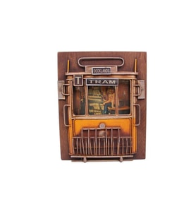Dekoratif Metal Çerçeve Tramvay Dekorlu Vintage Hediyelik