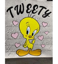 20X20 CM ÜTÜ İLE YAPIŞAN TWEETY KUŞ APLİKE BASKI TİŞÖRT BASKI TRANSFER ARMA DİKİŞ HOBİ