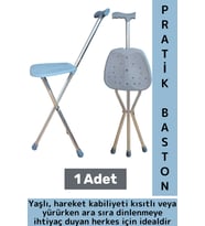 Dayanıklı Kompakt Yaşlı Yürüme Zorluğu Çekenler İçin Seyahat Toplu Taşıma Yürüyüş Oturaklı Baston