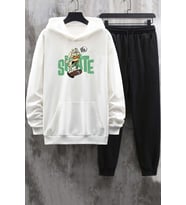 Unisex All Day Rabbit Baskılı Eşofman Takımı (A.Beyaz)