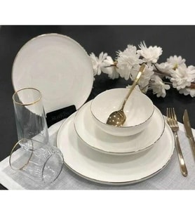 Roy King Gold Slender 24 Parça Porselen Yemek Takımı DSN 045 