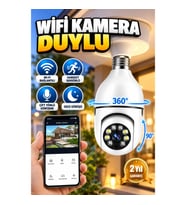 Duya Takılan 360° PTZ Güvenlik Kamerası – Wi-Fi Bağlantılı, Hareket Sensörlü