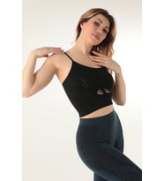 Miorre İnce Askılı Desteksiz Seamless Spor Büstiyer (Siyah)
