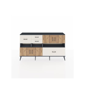Arges Konsol 5 Raflı 4 Çekmeceli 4 Kapaklı 176x30x99 Antrasit-Çam/Aytaşı