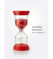 10 Dakika Kırmızı Kum Saati - Dekoratif Cam Zamanlayıcı - Mutfak, Ders ve Oyun Süre Ölçer