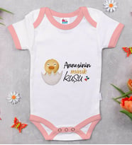 BK Kids Annesinin Minik Kuşu Tasarımlı Pembe Bebek Body Zıbın-1