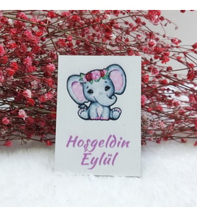 Hayaller Dükkanı 30 Adet Ahşap Magnet Fil Baskılı Kız Bebek Magnetleri Bebek Şekeri