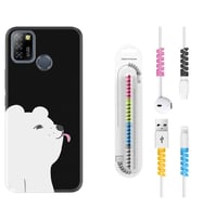 INFINIX Smart 4 5 6 Zero 8 S5 Pro Kılıf Kablo Koruma Spiral Silikon Panda Sevimli 1738