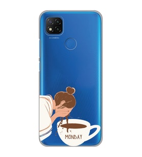 Xiaomi Redmi 9C / 10A Uyumlu Kahve Tasarımlı Şeffaf Telefon Kılıfı