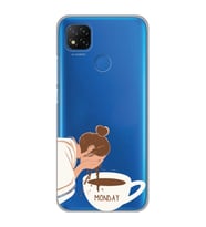 Xiaomi Redmi 9C / 10A Uyumlu Kahve Tasarımlı Şeffaf Telefon Kılıfı