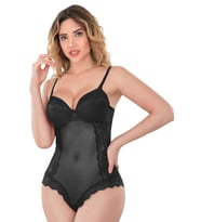 Envy Lingeria 01 Kadın Desteksiz Balenli Agraflı Body (Siyah)