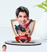 BK Gift Kişiye Özel İsimli Erkek Kuaför Karikatürlü Ahşap Biblo Model-1