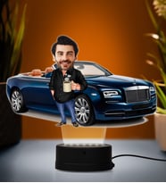 Doğum Günü Hediyesi,Sevgiliye Hediye, Kişiye Özel Fotoğraflı Üstü Açık Araba  Karikatür 3D Led Lamba (Beyaz)
