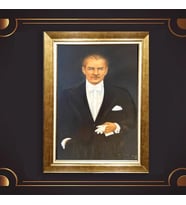 Özel Seri Paspartulu Çerçeveli Atatürk Tablo l139 (Gold)