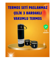 Mey İthalat® 500 ml Isı Korumalı Çelik Termos ve Bardak Seti Silikon Tabanlı, Şık ve Pratik