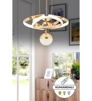 Renkli Işıklı Dimmerli Gold Kaplama Sarkıt Led Avize, Salon ve Mutfak Dekoru