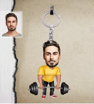 Kişiye Özel Sporcu Karikatürlü  Ahşap Anahtarlık Bay-7-Eco